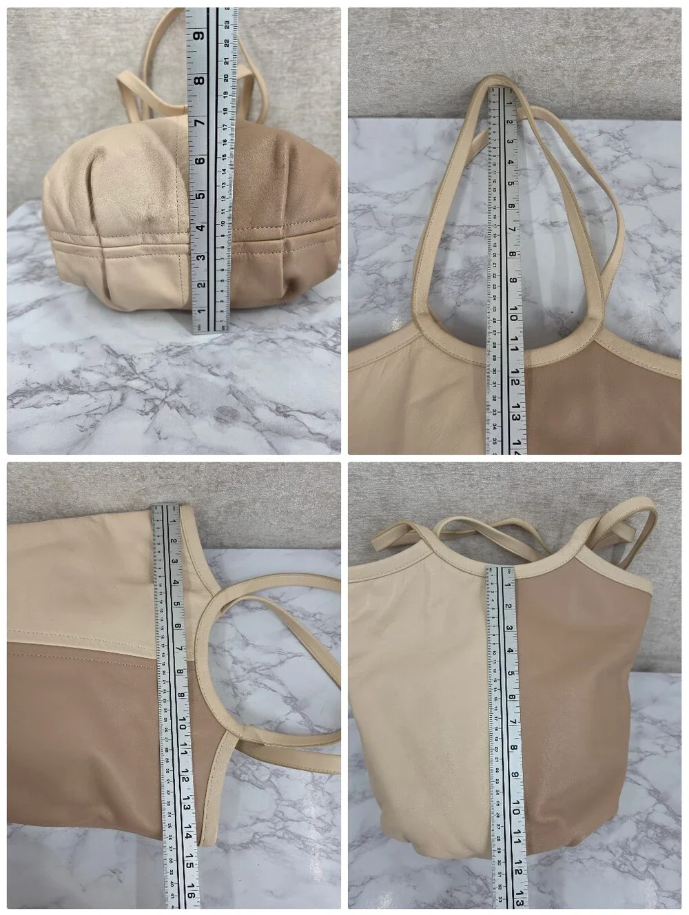 Coach Bea Neutral Two-Tone Ivory & Taupe Leather Top Zip Tote Bag